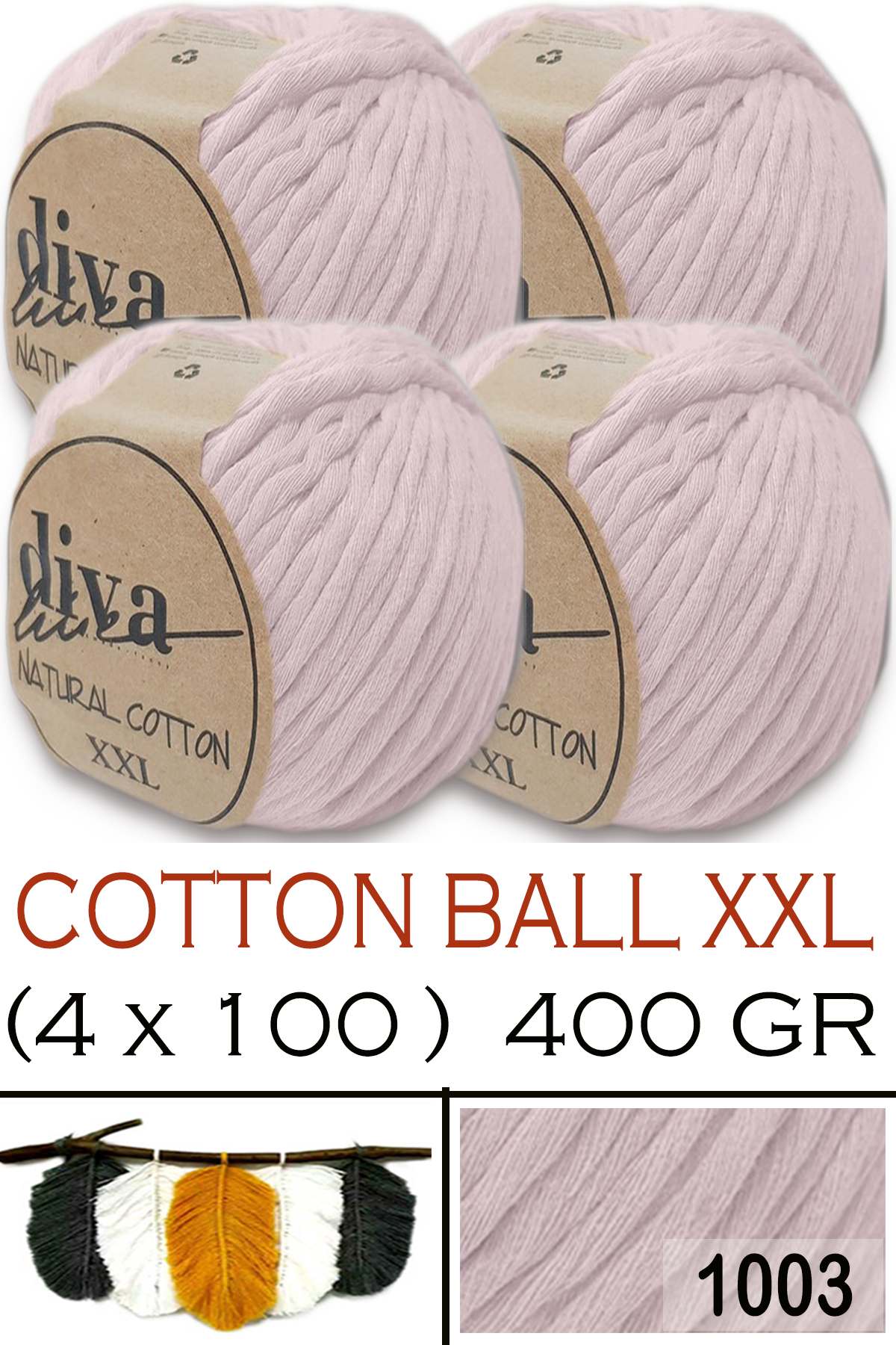 Diva Natural Cotton XXL 1003 Soft Pudra (4 lü Paket) - Görsel 1
