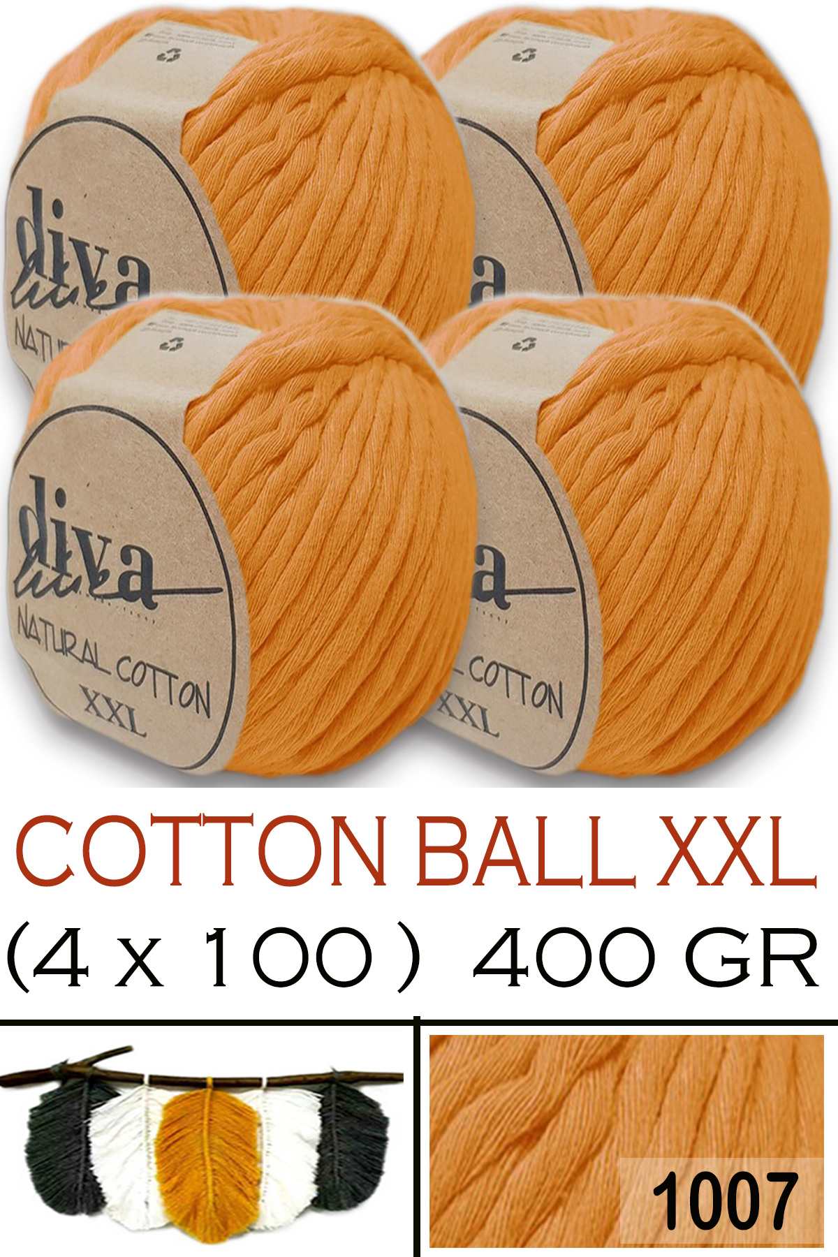 Diva Natural Cotton XXL 1007 Narenciye (4 lü Paket) - Görsel 1