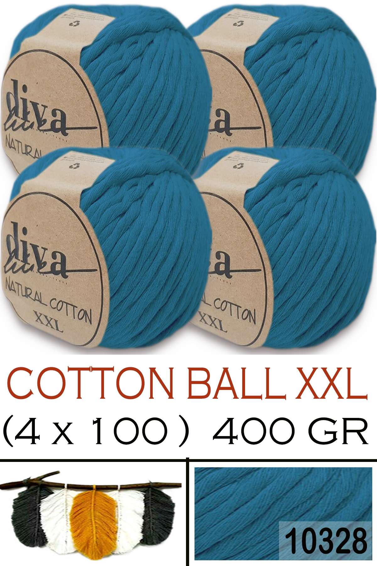 Diva Natural Cotton XXL 10328 Petrol (4 lü Paket) - Görsel 1