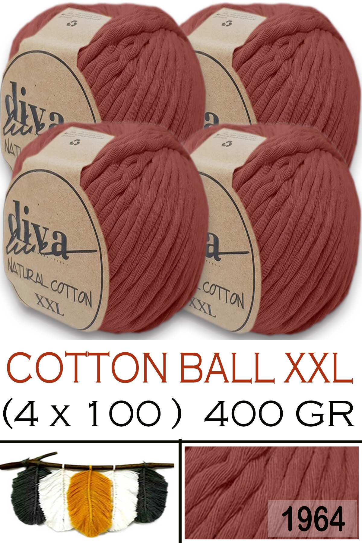Diva Natural Cotton XXL 1964 Tarçın (4 lü Paket) - Görsel 1