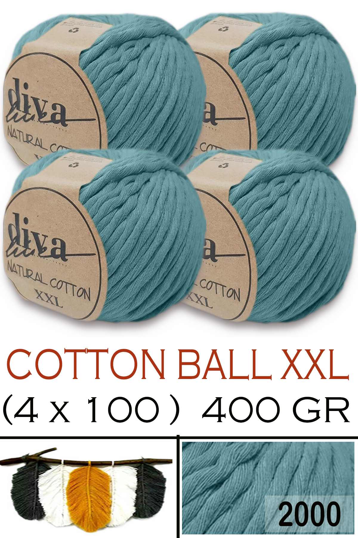 Diva Natural Cotton XXL 2000 (4 lü Paket) - Görsel 1