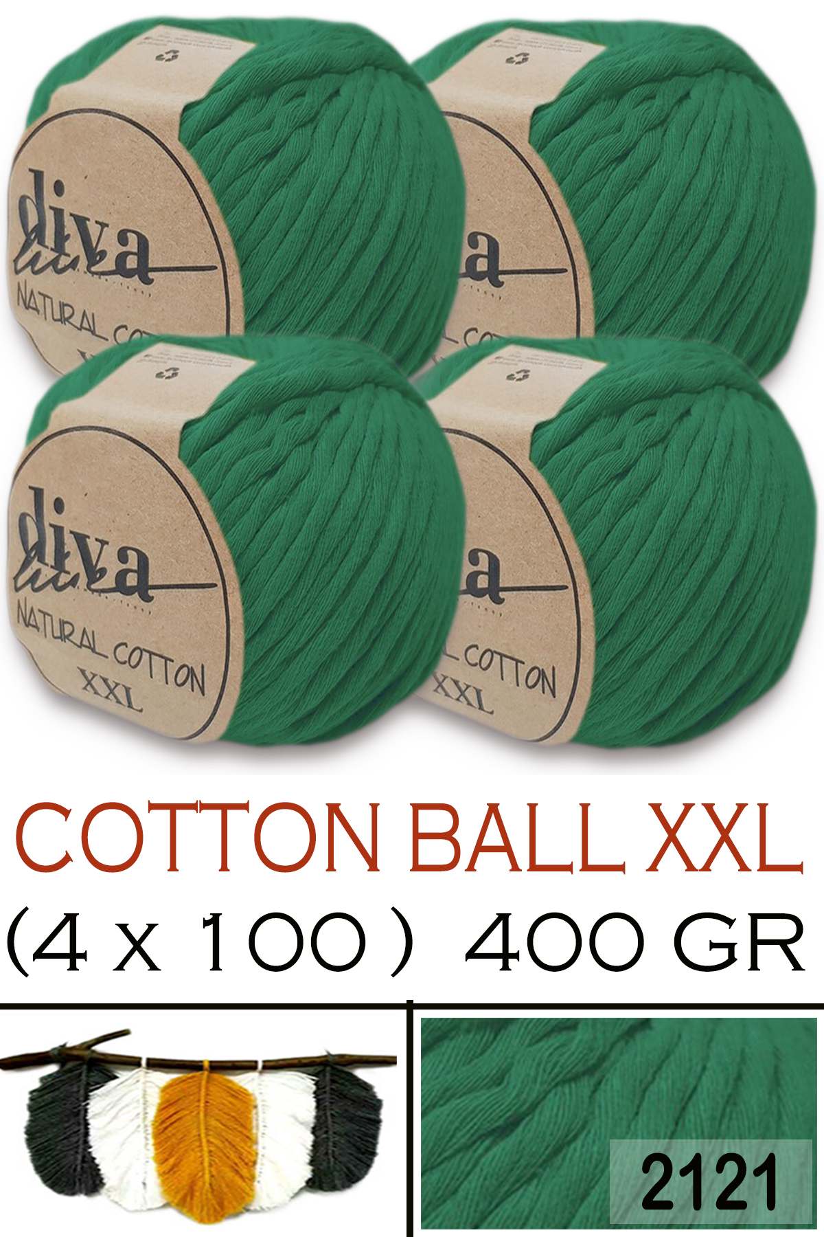 Diva Natural Cotton XXL 2121 Benetton (4 lü Paket) - Görsel 1