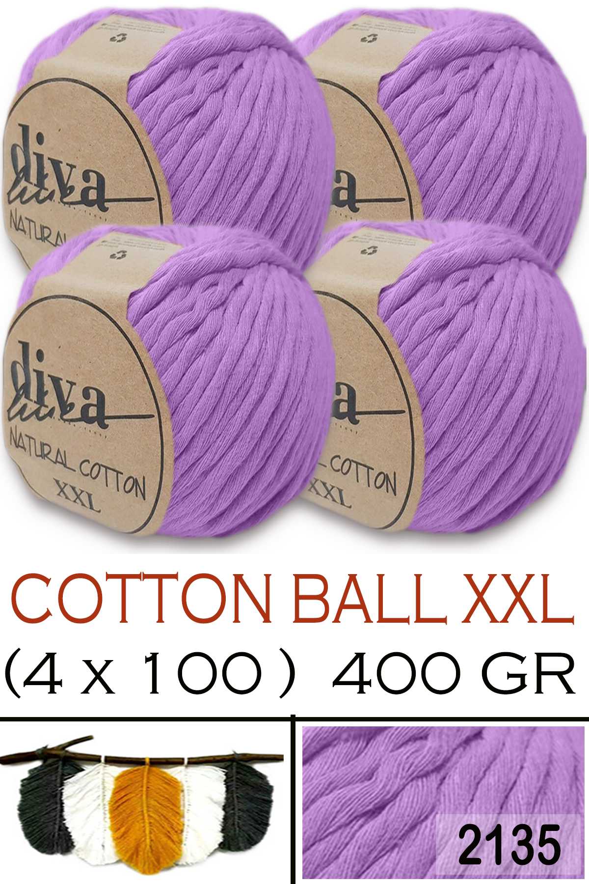 Diva Natural Cotton XXL 2135 Lila (4 lü Paket) - Görsel 1