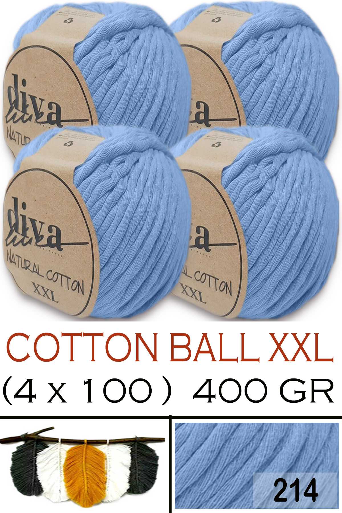 Diva Natural Cotton XXL 214 Bebe Mavi (4 lü Paket) - Görsel 1