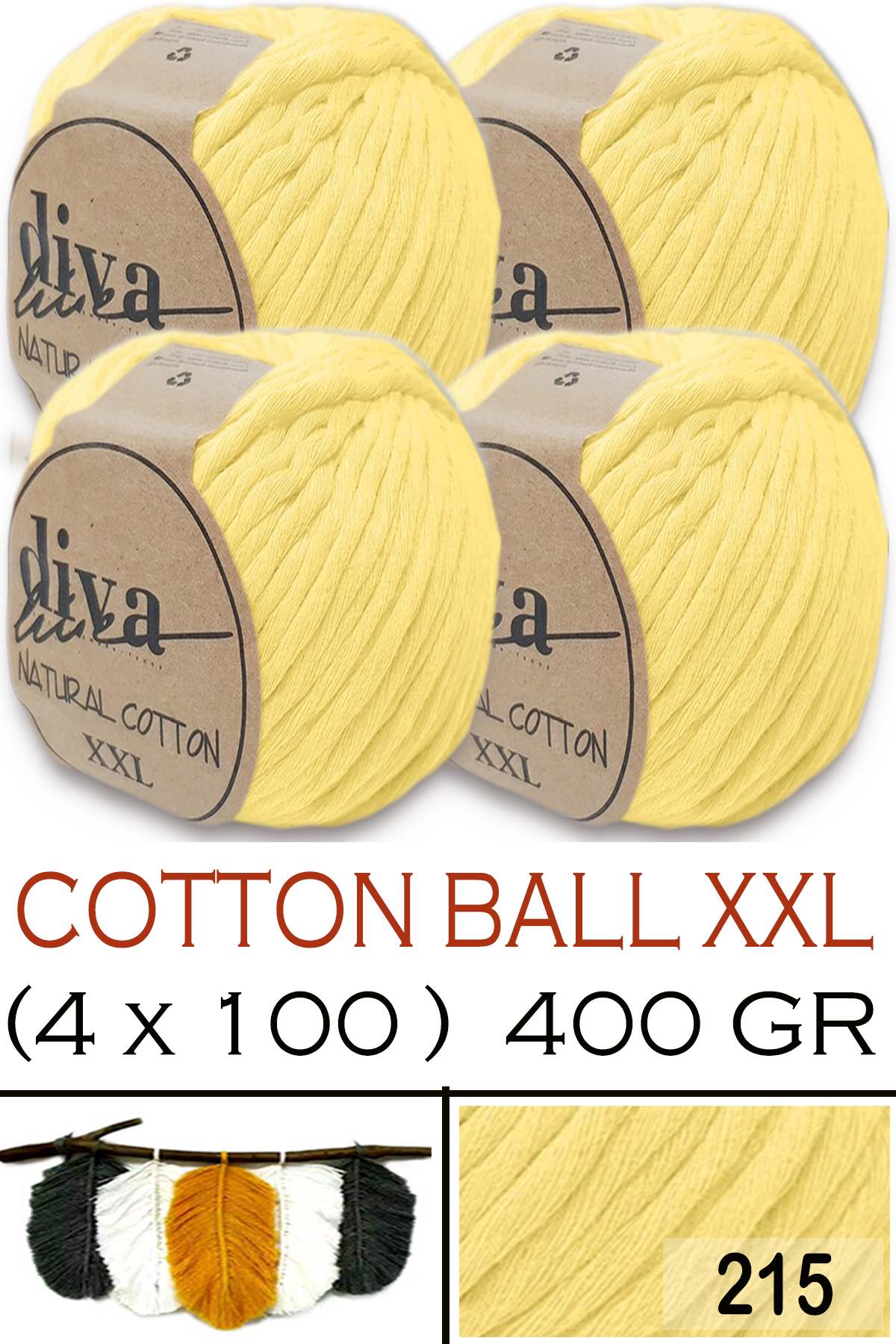 Diva Natural Cotton XXL 215 Bebe Sarı (4 lü Paket) - Görsel 1
