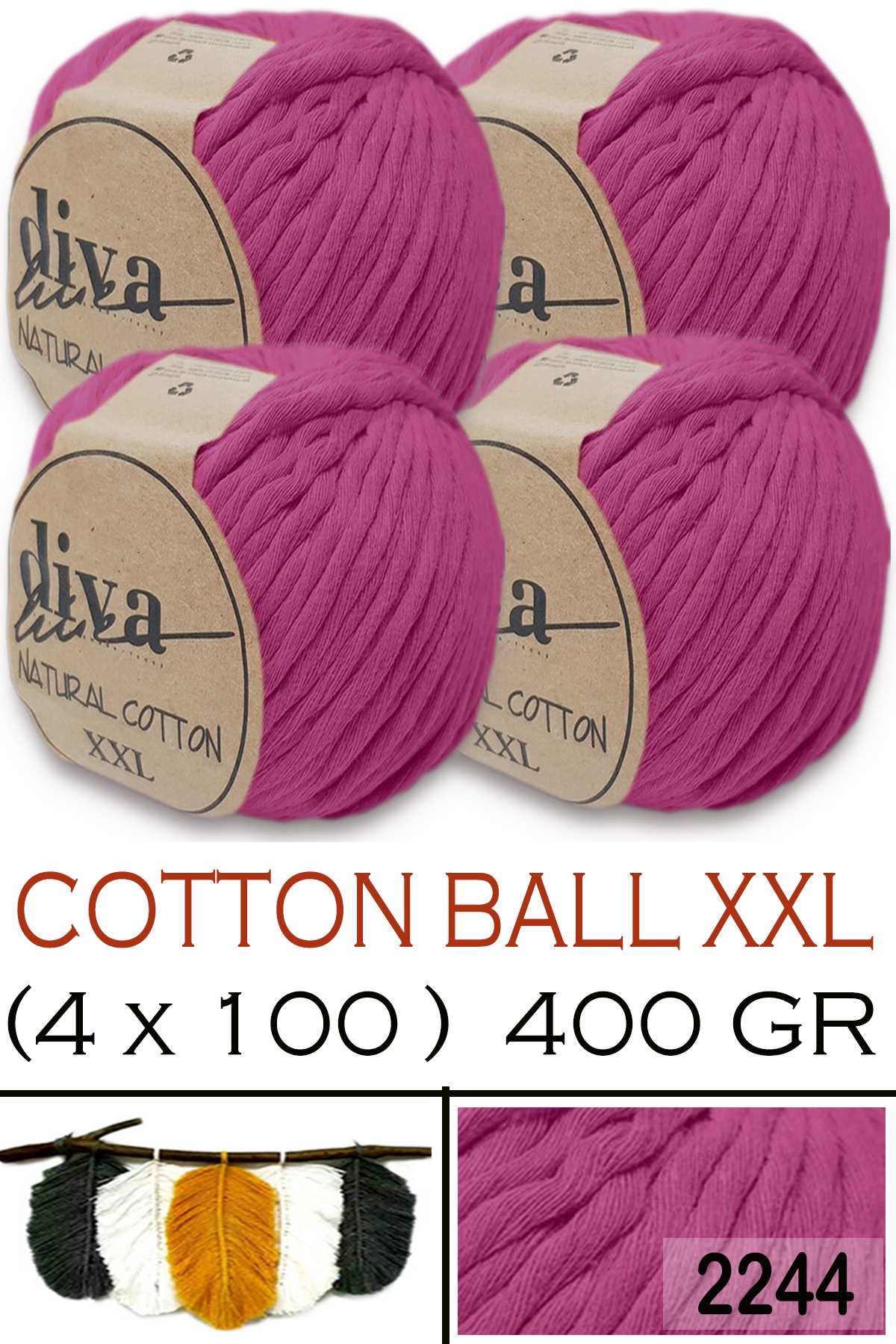 Diva Natural Cotton XXL 2244 Pembe (4 lü Paket) - Görsel 1