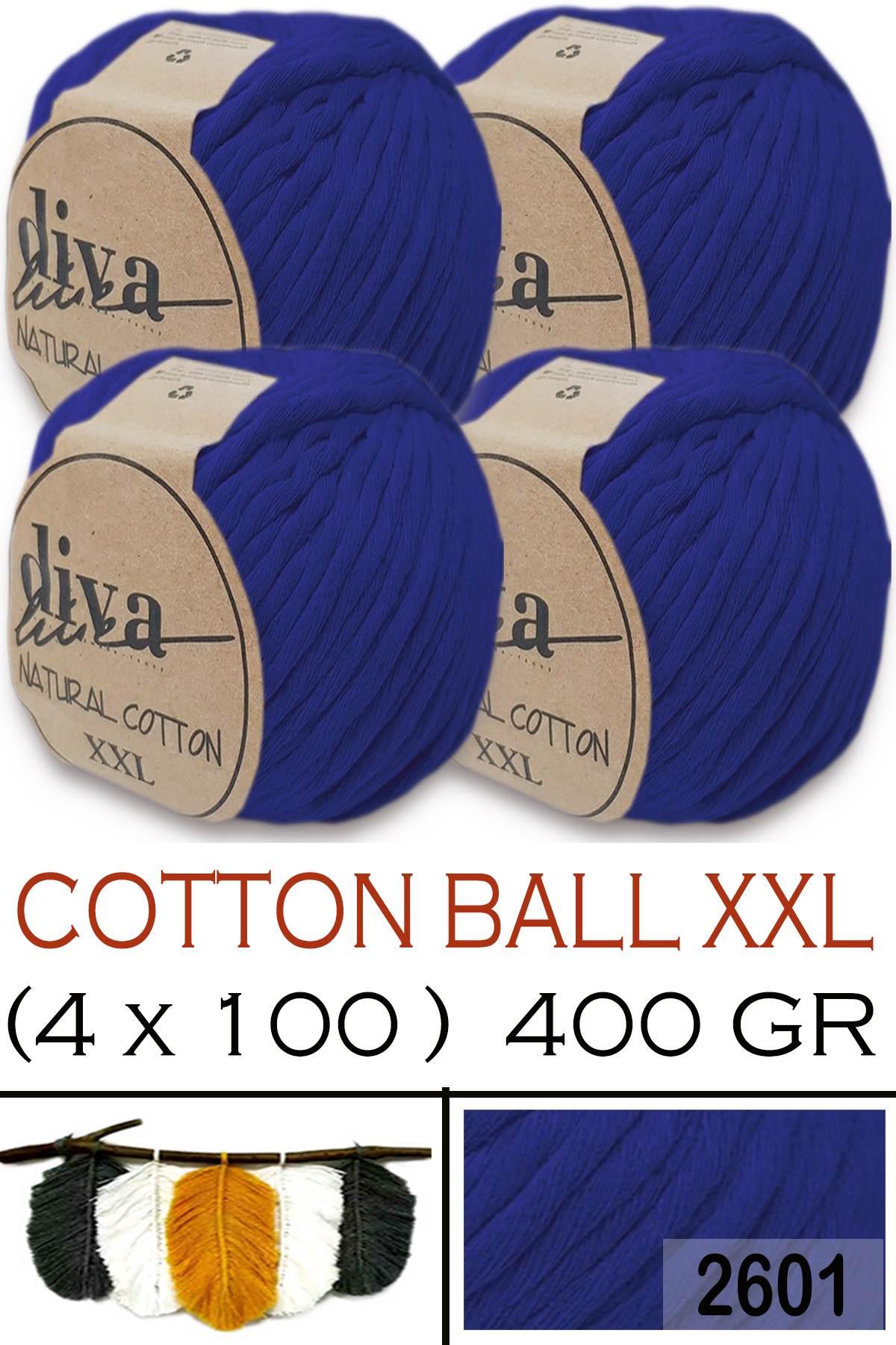 Diva Natural Cotton XXL 2601 Saks Mavi (4 lü Paket) - Görsel 1