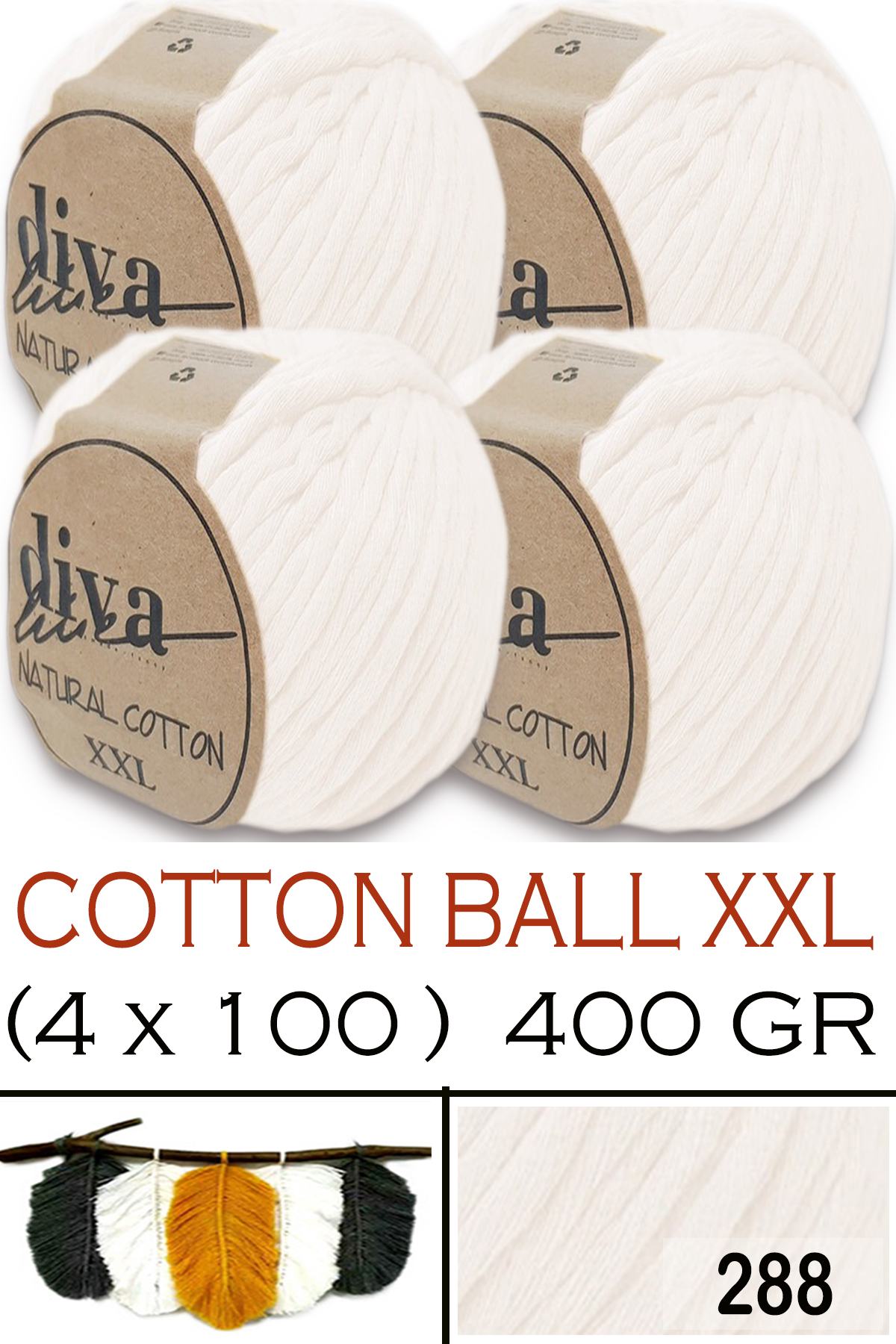 Diva Natural Cotton XXL 288 Ekru (4 lü Paket) - Görsel 1